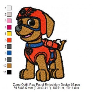 Zuma Outfit Paw Patrol Embroidery Design 02